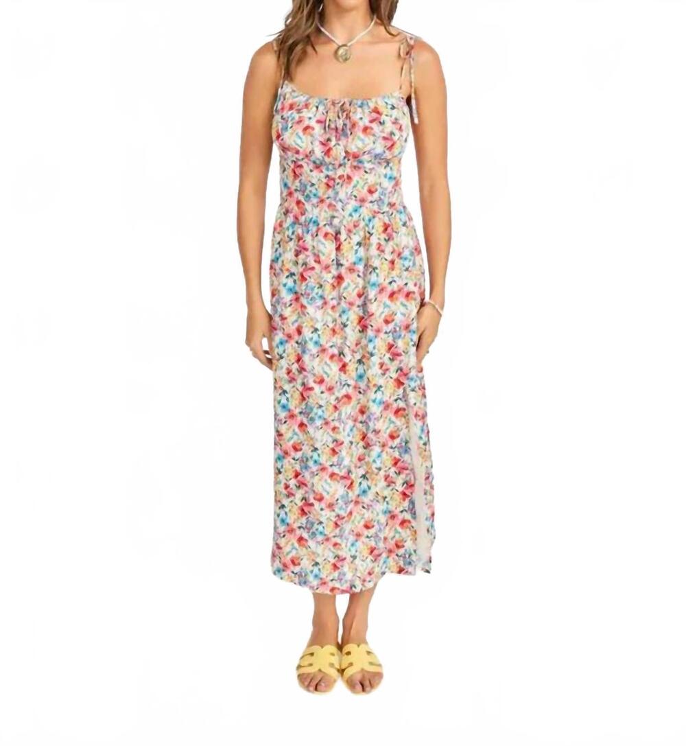 NEW SADIE & SAGE cove tie strap midi dress in multi color
